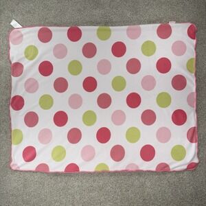 Carters Baby Blanket Pink Green Sherpa Minky Polka Dot Circles Discontinued